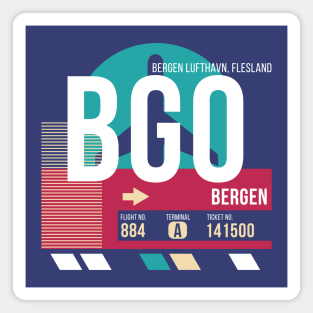 Bergen, Norway (BGO) Airport Code Baggage Tag E Magnet